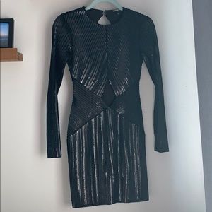 Express Black Sequin Long Sleeve Dress